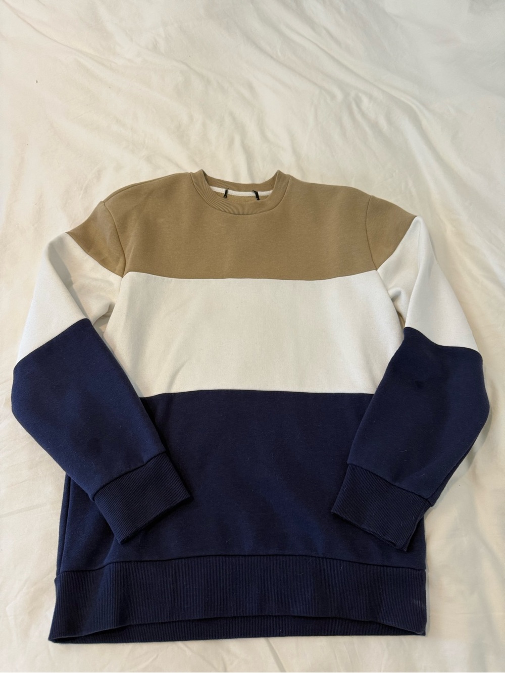 Abercrombie & Fitch Men’s Colorblock Crewneck - Tan, White, Navy
